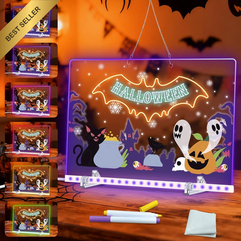 LED Note Board with Colors Kids Arts and Crafts,30 * 20Cm 4 Modes & 7 Colors Acr