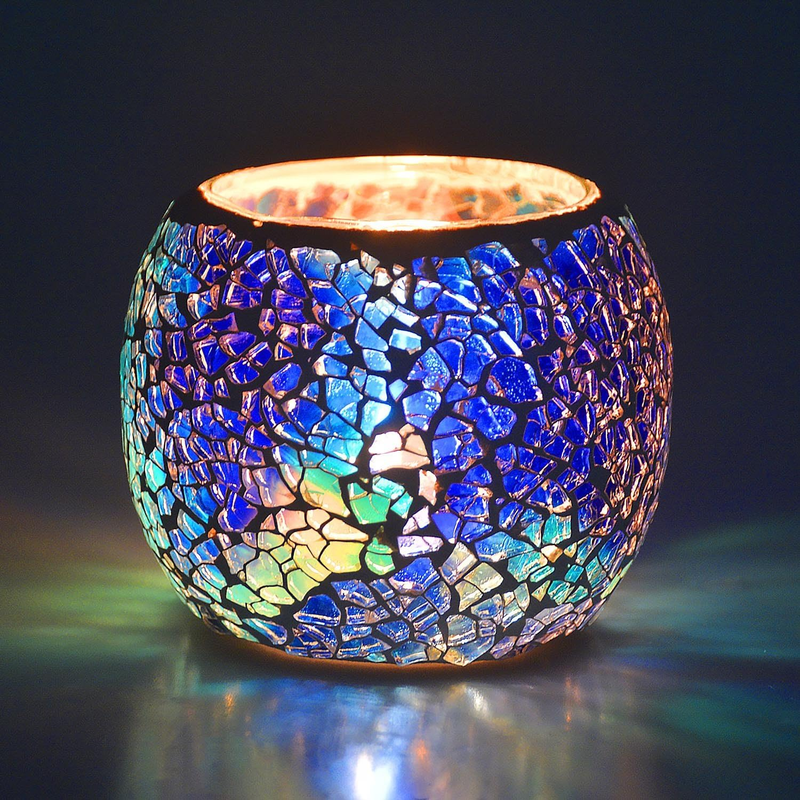 Light Holder,handmade Romantic Glass Teal
