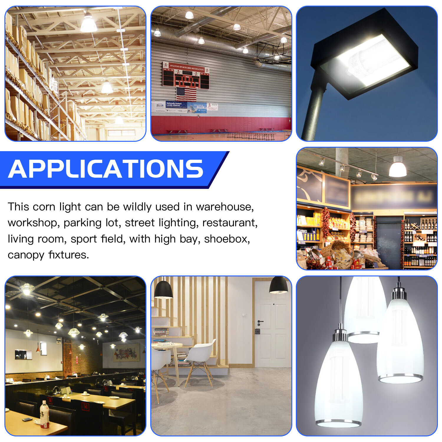LED Corn Light Bulb 36W 5000K E39 Warehouse Parking Lot High Bay Street Lighting