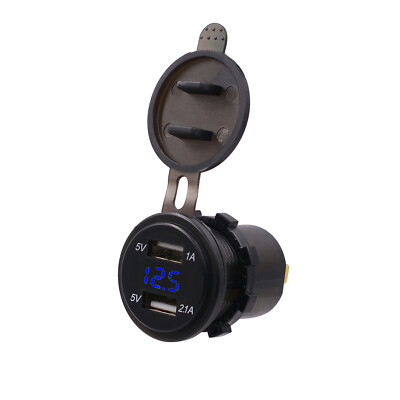 Dual Port 3.1A USB Digital Voltage Volt Meter LED Voltmeter Car Truck Motorcycle