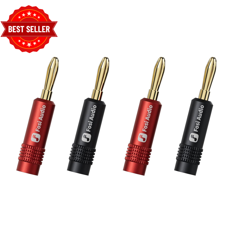 Banana Plugs 2 Pairs / 4 Pcs - Gold Plated Speaker Plugs for Mini Hifi Stereo Au