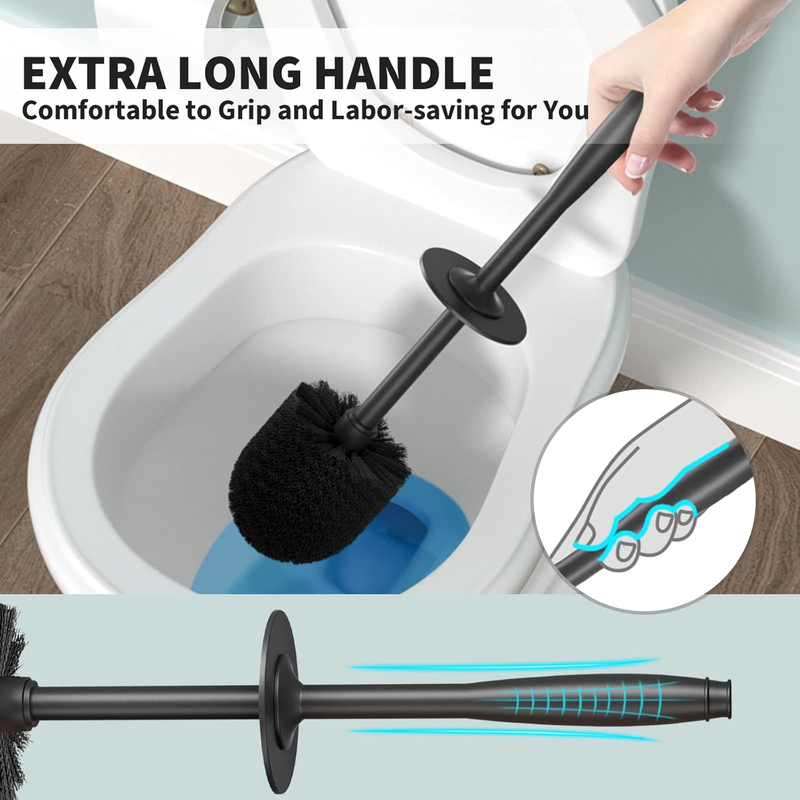 Toilet Brush, Toilet Bowl Brush with Extra Long Handle Durable Bristles Toilet S