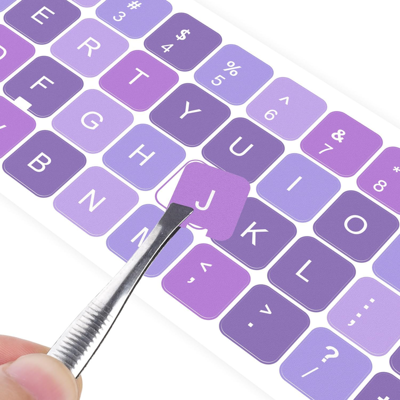 2PCS English Keyboard Stickers with Tweezer, Universal Keyboard Sticker Purple B