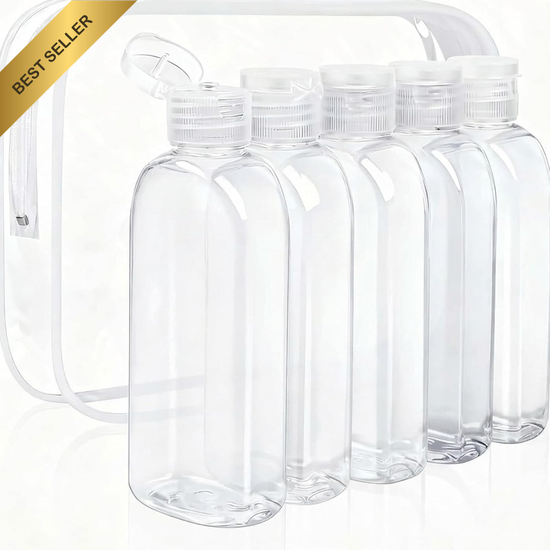 5 Pack 3.4 Oz 100Ml TSA Approved Leakproof Travel Bottles Clear PET Reusable Toi