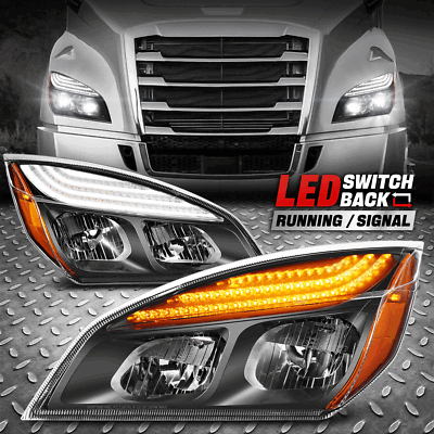 [Поворотный светодиодный фонарь DRL/указатель поворота] Для фар Freightliner Cascadia 18-24, черный