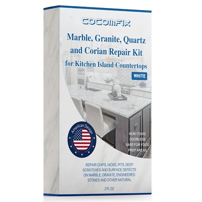 Quartz Countertop Chip Repair Kit(White), Marble and Granite Repair to Fix Ni...