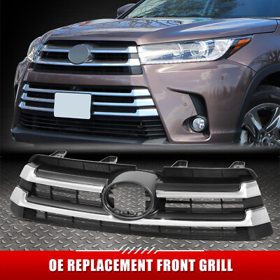 Для 17-18 Toyota Highlander OE Style Хромированная передняя решетка радиатора с эмблемой