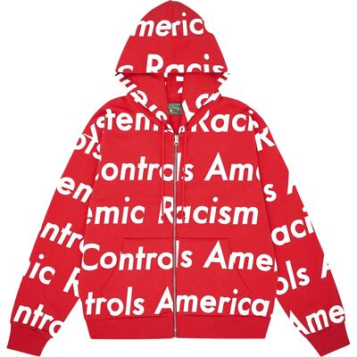 Pre-owned Denim Tears Srca Graphic 1 Zip-up Hoodie Mens Style : 014-030-123 In Red