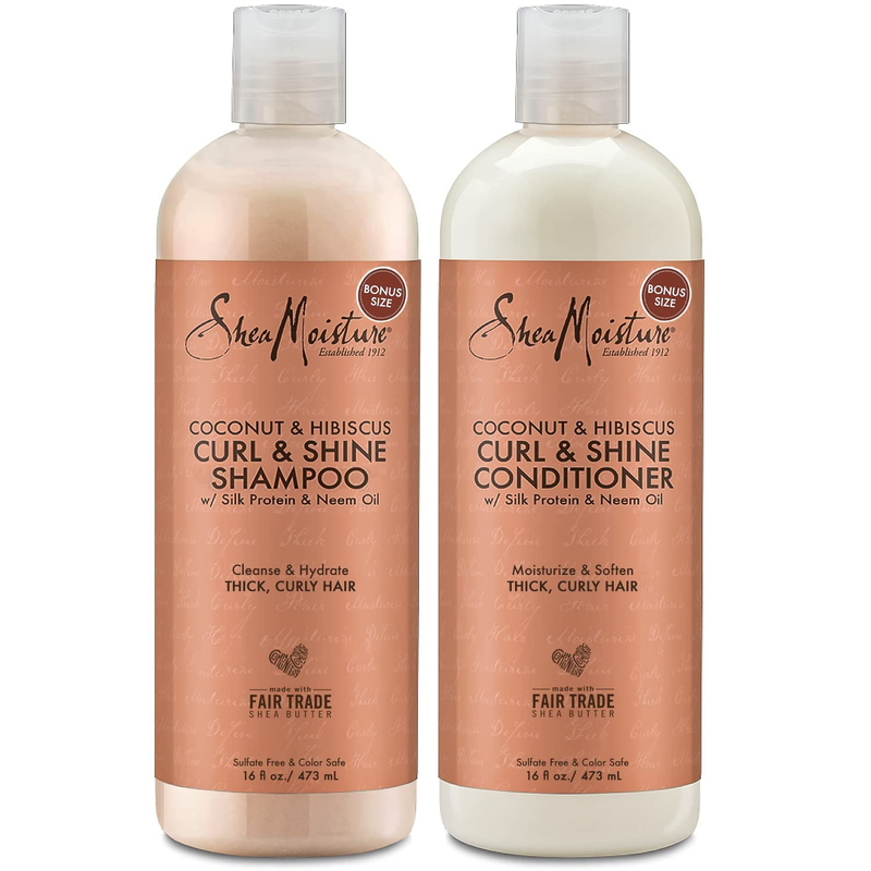 Shea Moisture Shampoo and Conditioner Set, Coconut & Hibiscus Curl & Shine16 Oz