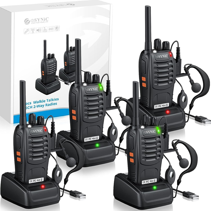 For Adults, 4pcs Professional Walkie Talkies Rechargeable Long Ra