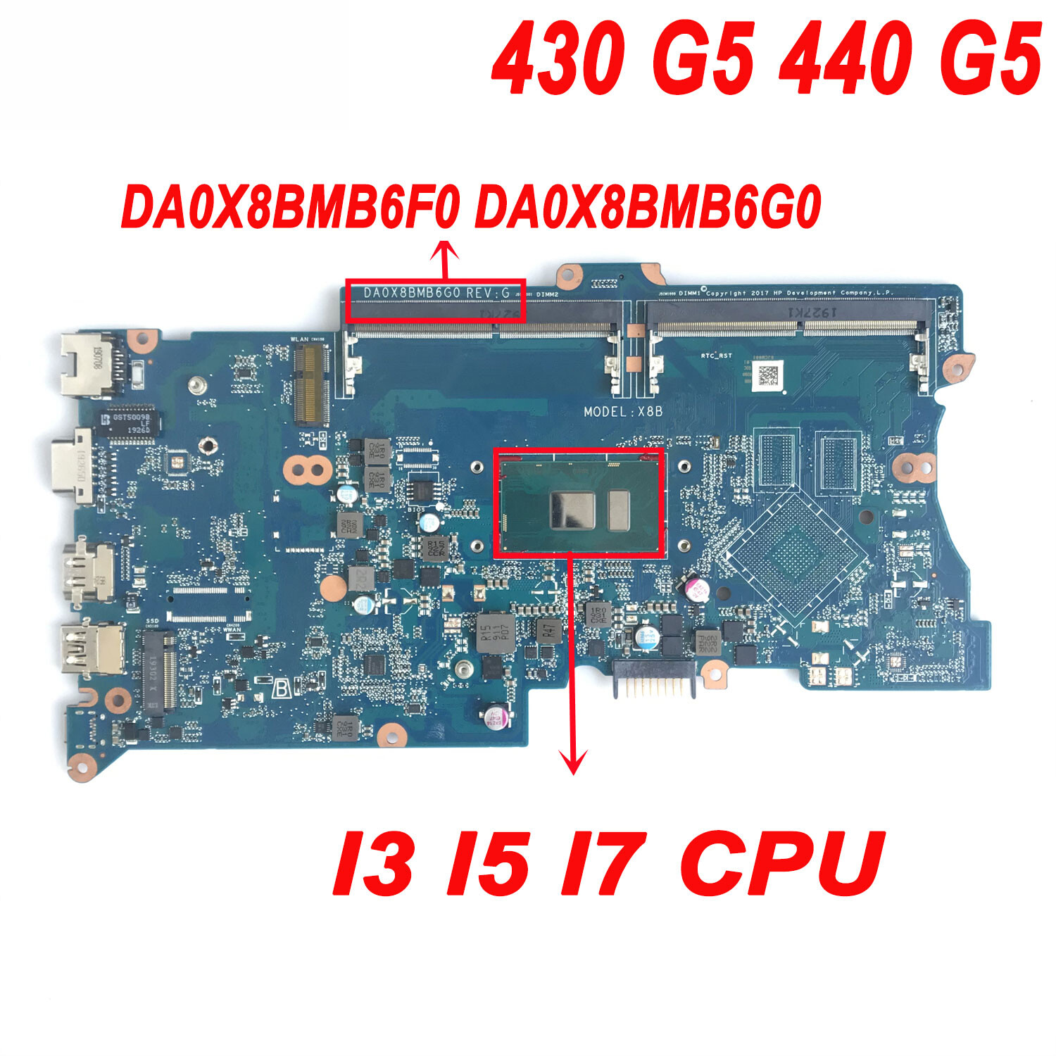 Motherboard For HP ProBook 430 G5 440 G5 DA0X8BMB6F0