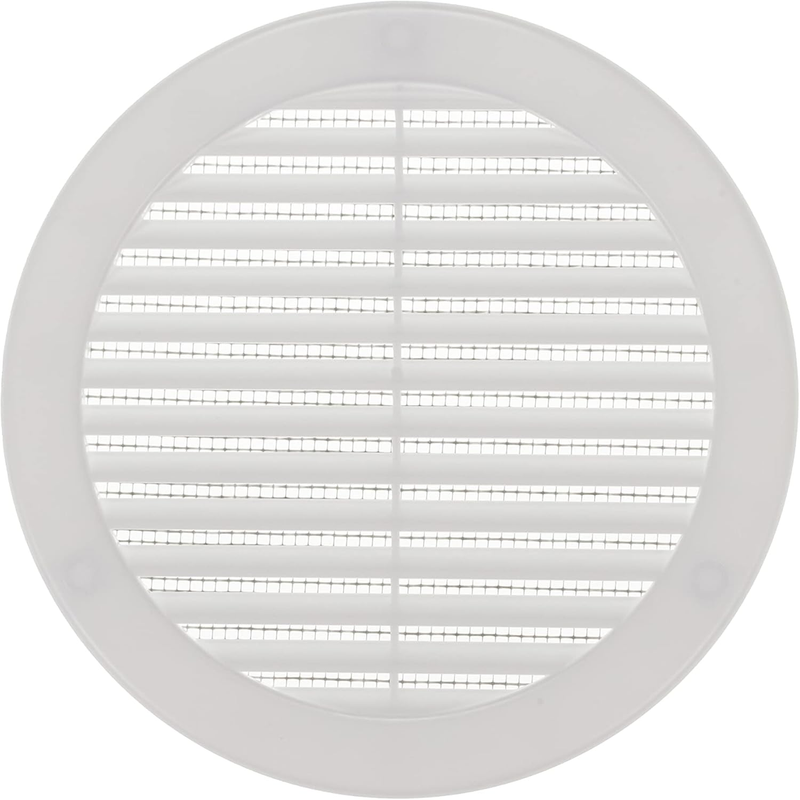 White Round Air Vent Grille 150 ,m / 6" Inch Plastic Soffit Vent Cover Built-In