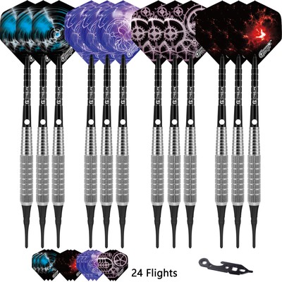 Pink Girl Power Standard Rubberized Sure Grip Soft Tip Dart Set Case 16 gram-1
