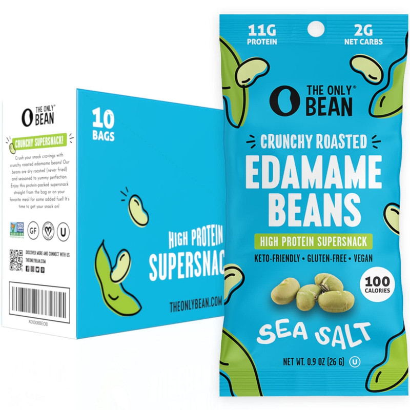 Crunchy Dry Roasted Edamame Snacks (Sea Salt), Keto Snack Food,