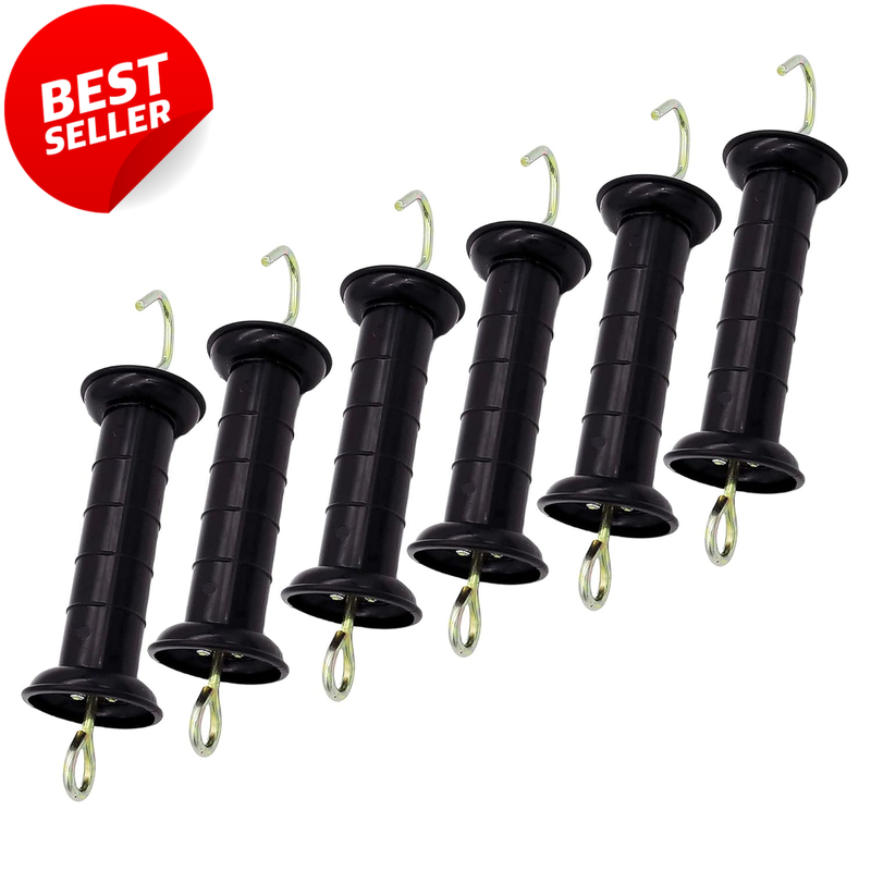 6 Pack Electric Fence Gate Handle Plastic Insulated Spring Black Farm - US