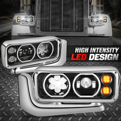 Для 81-21 Peterbilt 359 379 389 Полноценный светодиодный проектор сигналов поворота DRL Фары