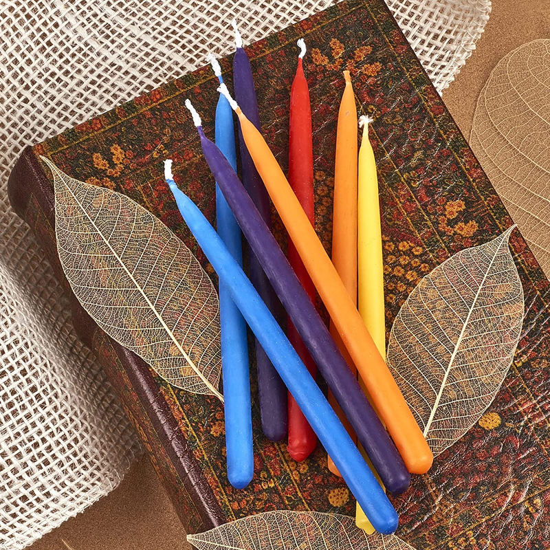 Zion Judaica Hanukkah Deluxe Nartural Beeswax Candles 5.75" Tall for Multi Color