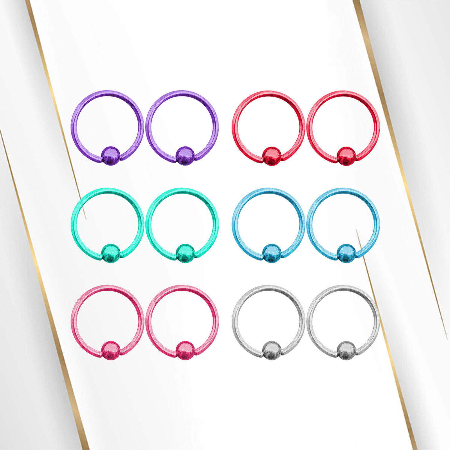 Captive Bead Ring surgical steel Pvd 14G Earrings Hoops Lip Captive Bead Ring surgical steel Pvd 14G Earrings Hoops Lip