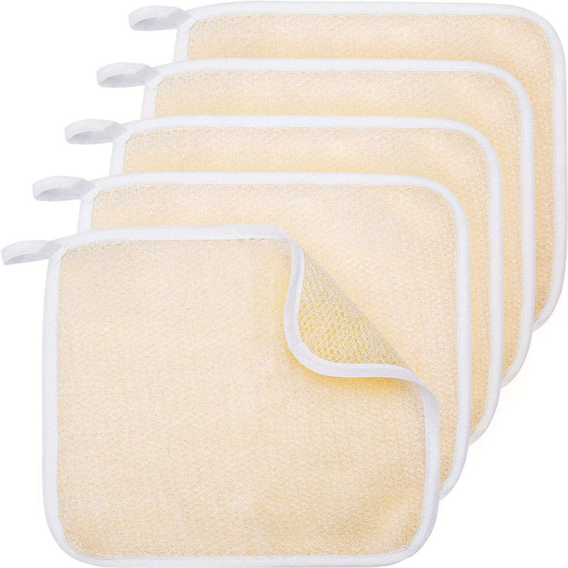 5 Pack Exfoliang Face and Body Wash Bath Scrub Soft Weave Bath Towel Massage Clo