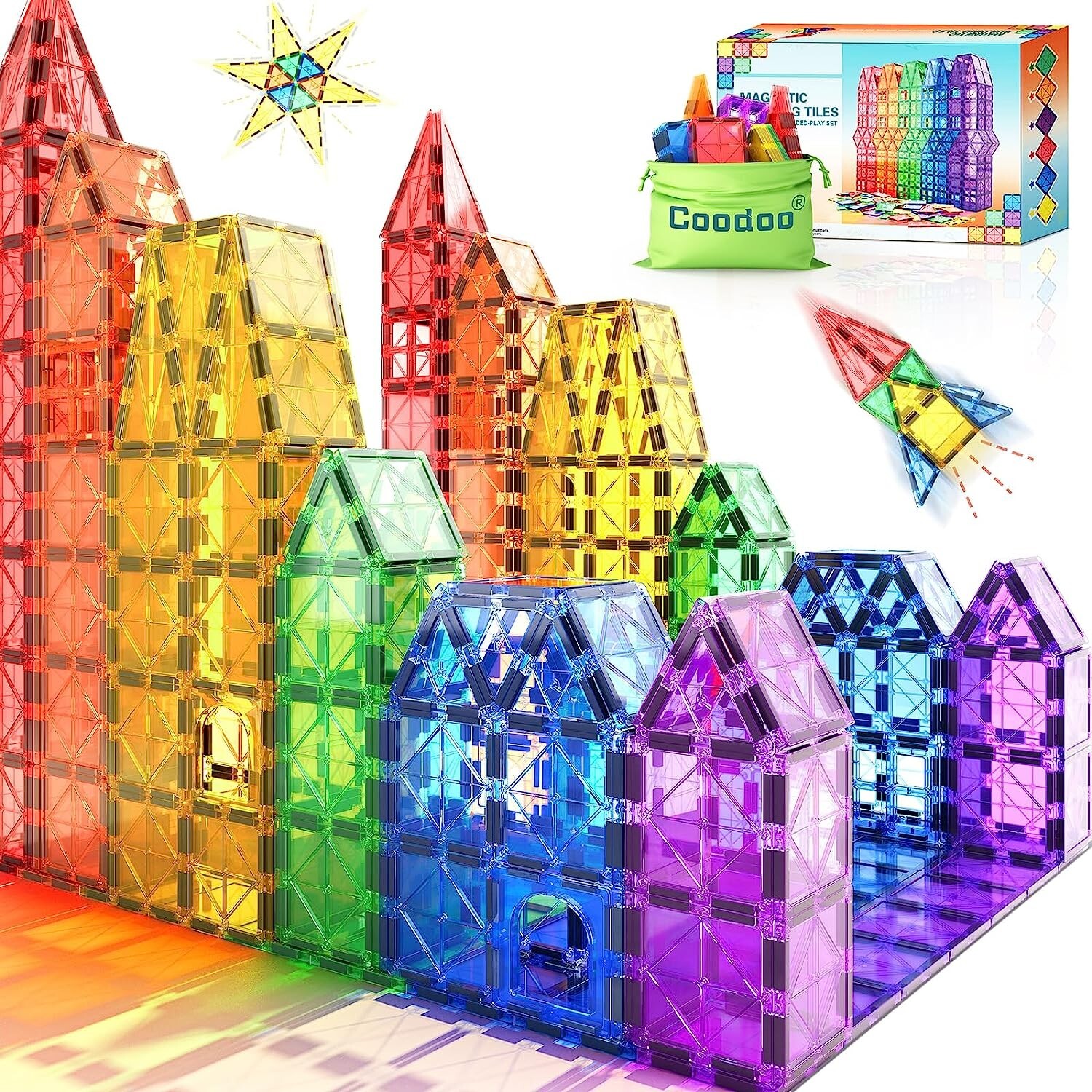 40Pcs Magna Style Tiles Builder Set, Magnetic Stem Tiles For