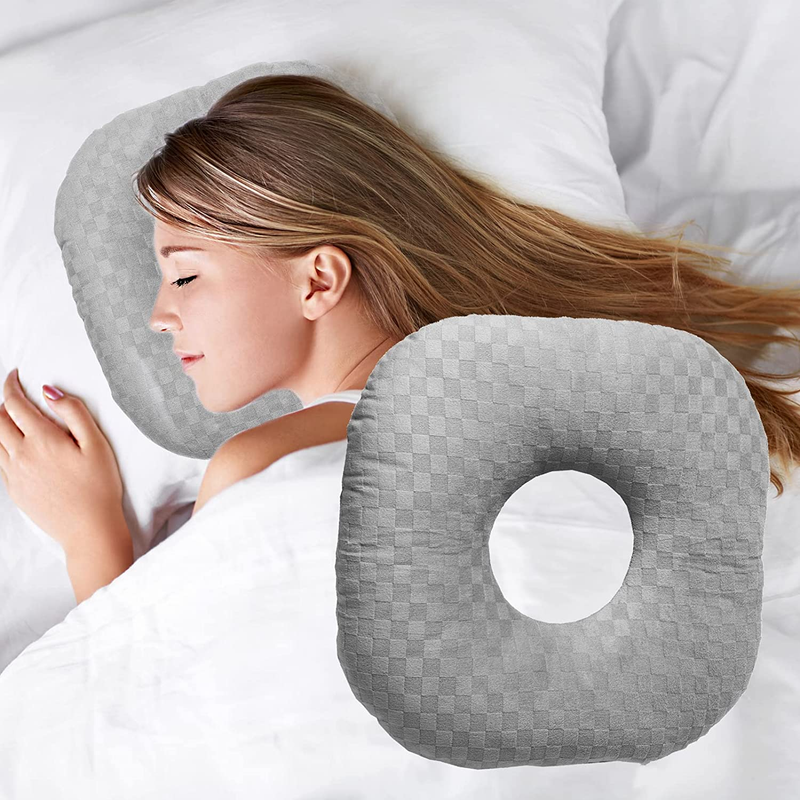 Ear Piercing Pillow for Side Sleepers with an Ear Hole for CNH and Ear Pain Ear