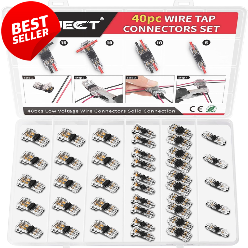 40PCS Wire Tap Connectors Kit 18-24 AWG T Tap Quick Splice Terminals - US