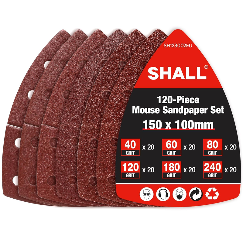 120-Piece Mouse Sander Pads, Detail Sander Sandpaper, Palm Sander Sandpaper, Ass