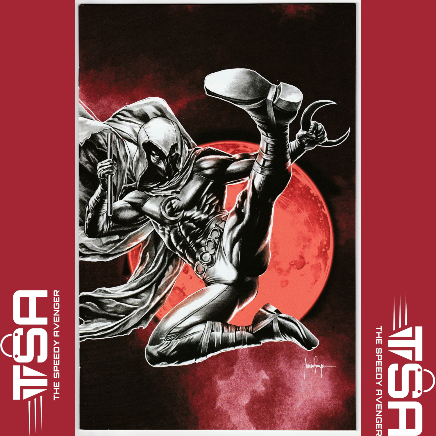 MOON KNIGHT BLACK WHITE & BLOOD #1 MEGACON Mico Suayan Blood Moon Virgin Excl