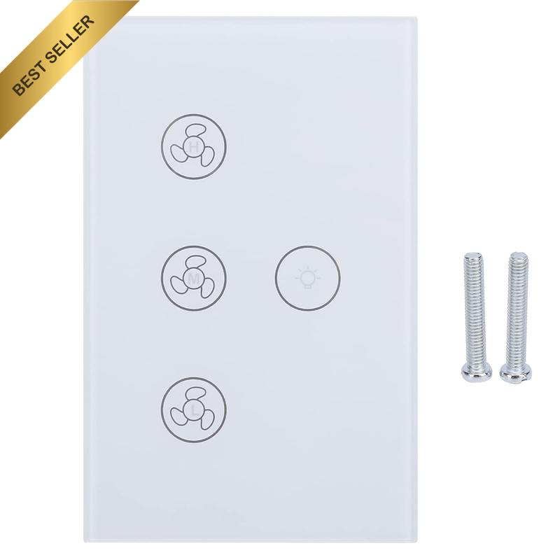 Touch Fan Switch, Smart Wifi Air Fan Lamp Touch Switch, Tempered Glass Panel Wal