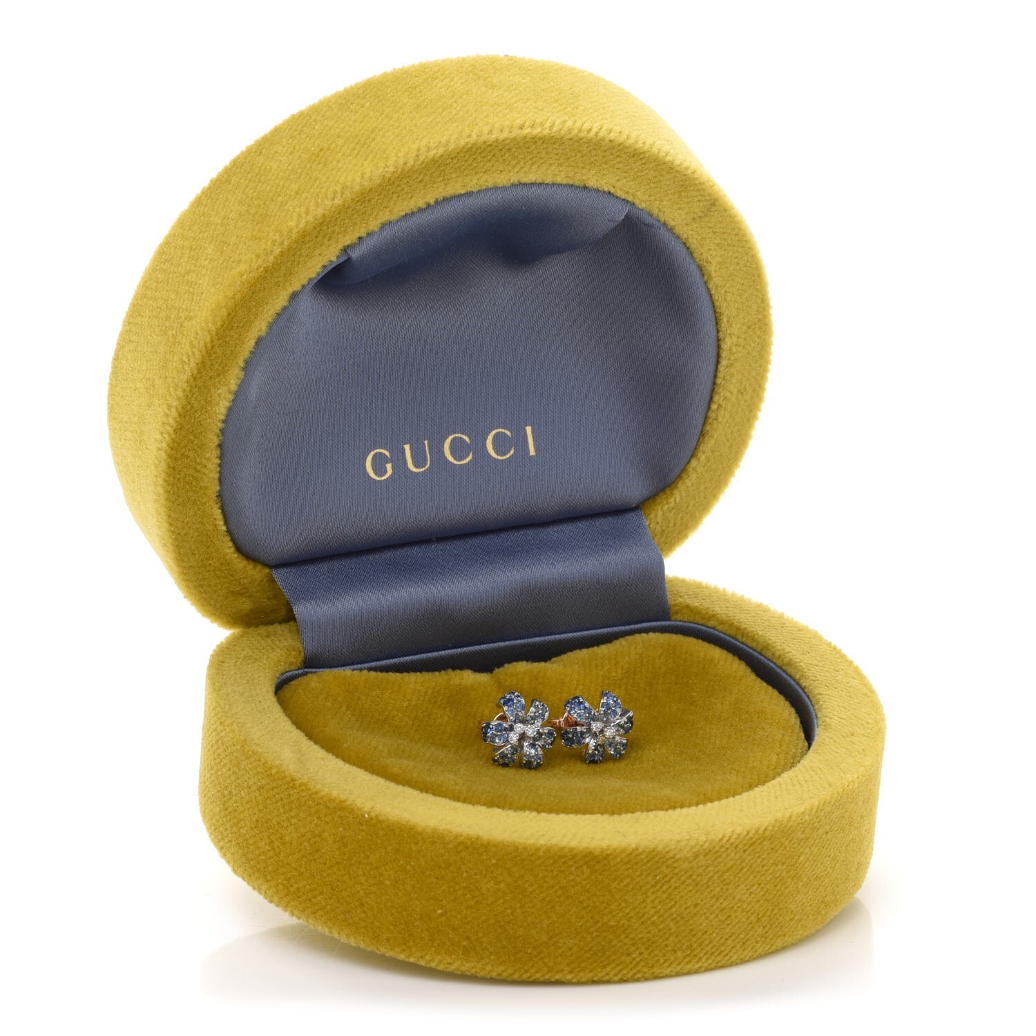 NWT Gucci 18K Sapphire & Diamond Floral Stud Earrings Retail NWT Gucci 18K Sapphire & Diamond Floral Stud Earrings Retail