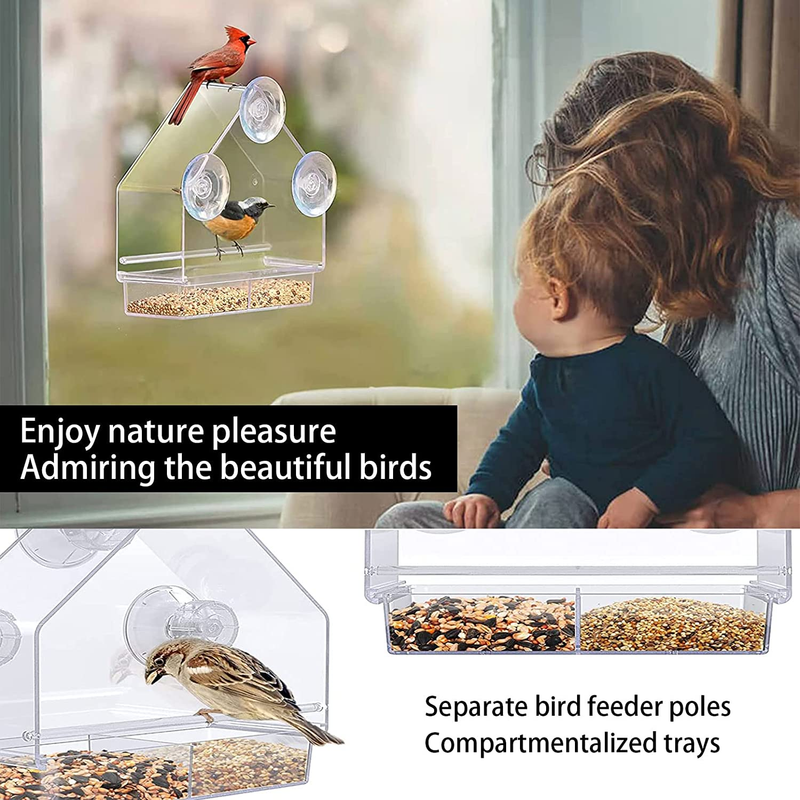 Clear Window Bird Feeder, Squirrel Proof Window Bird Feeders with Strong Suction