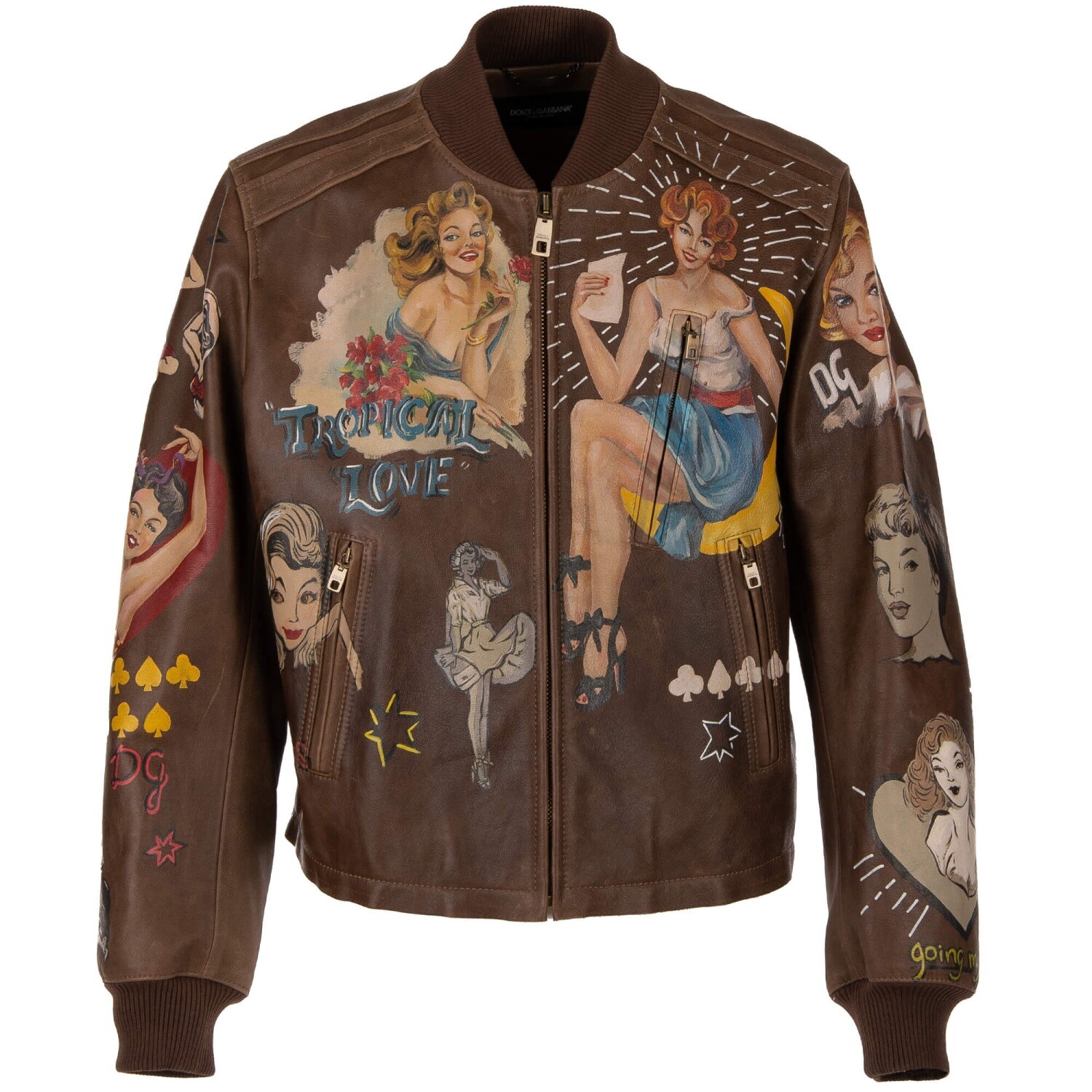 DOLCE&GABBANA ジップディテール ジャケット Dolce & Gabbana zip-up Leather Biker Jacket | Black | FARFETCH