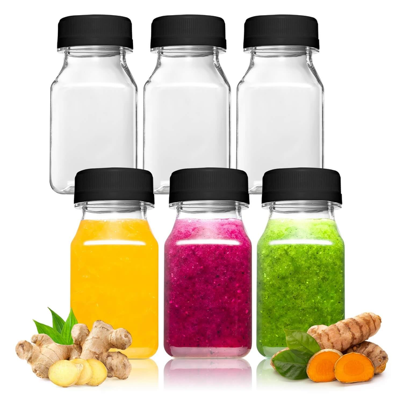 With Black Caps For Liquids - Ginger Shot Bottles Wit