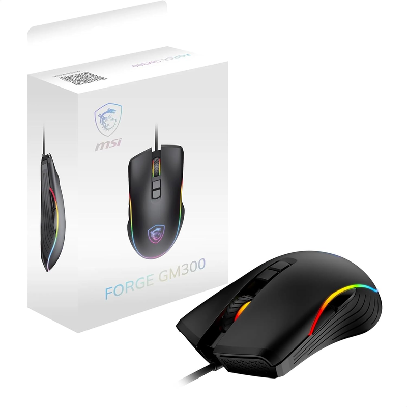 MSI Forge GM300 Gaming Maus 7200 DPI – optischer Sensor, symmetrisches Design