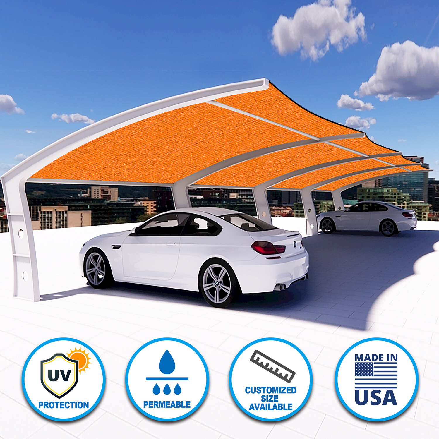 Houssity 4 FT Orange Chain Link Fence Privacy Screen Balcony Deck Railing Kennel