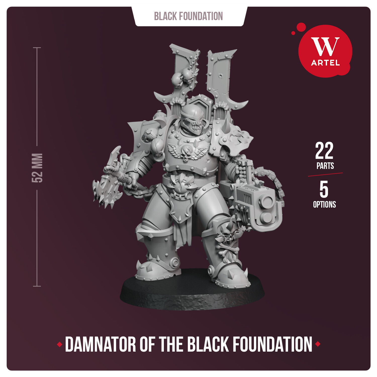 Artel W Damnator of the Black Foundation 28-миллиметровый миниатюрный космический хаос от Wargaming