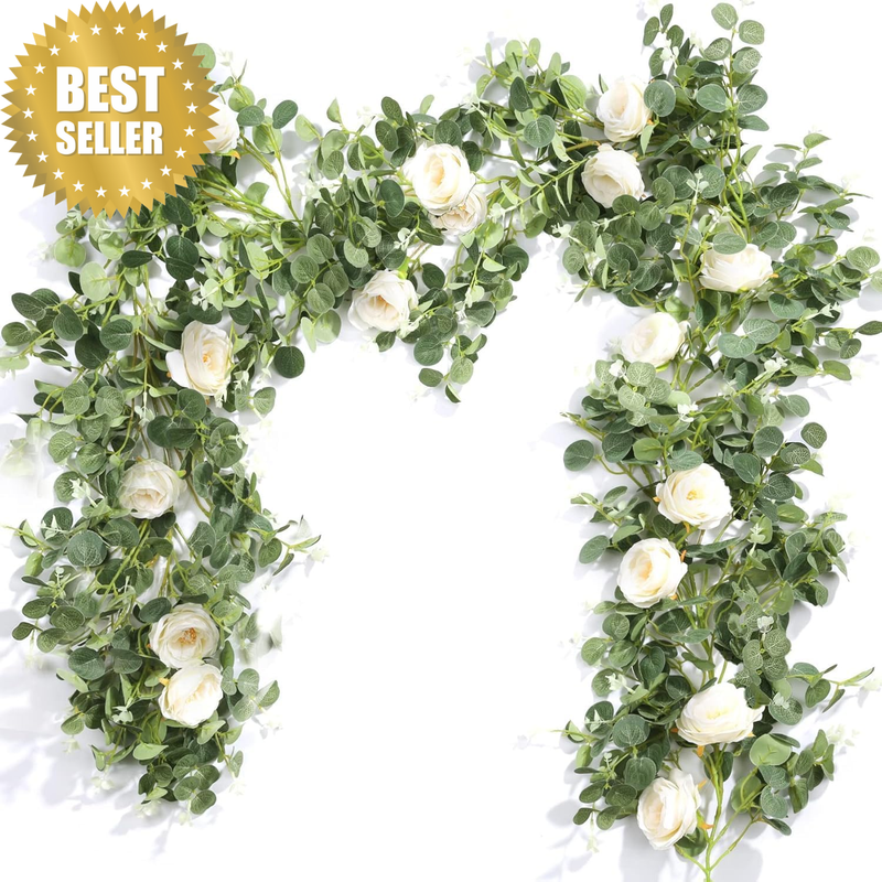 Artificial Eucalyptus Garland with Silk Flower Vine Eucalyptus Leaves Greenery G