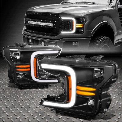 [ПОСЛЕДОВАТЕЛЬНЫЙ СИГНАЛ LED DRL] ДЛЯ 18-21 ФАР FORD F150 В ЧЕРНОМ КОРПУСЕ ГОЛОВНОГО ФОНАРЯ