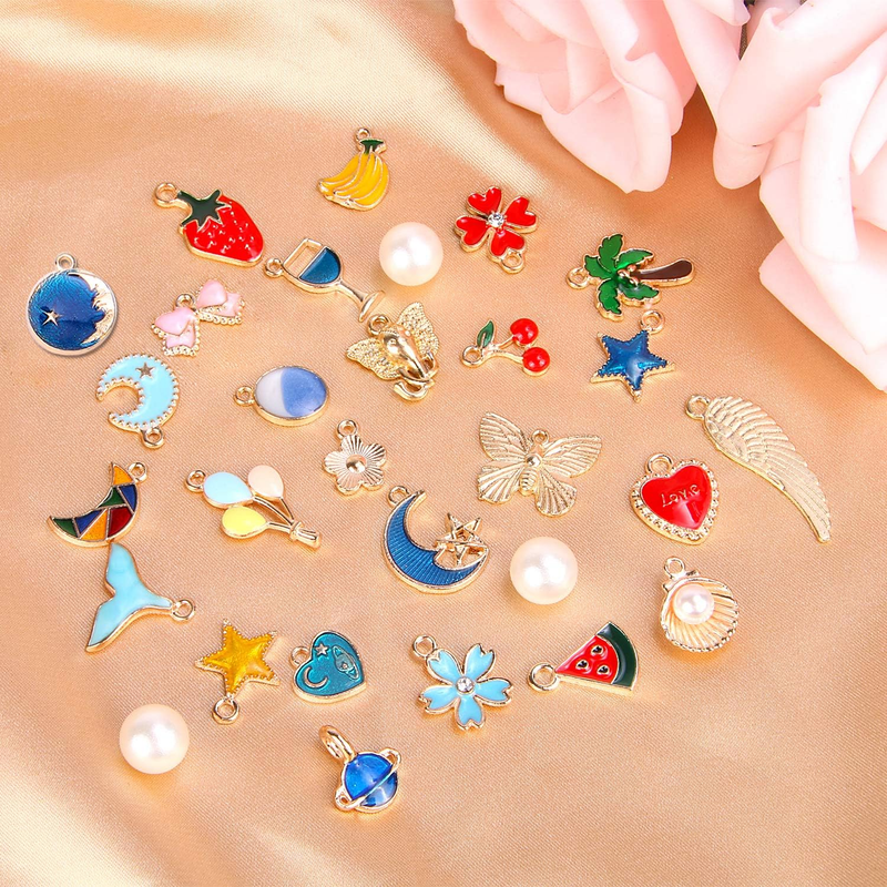 350Pcs Wholesale Bulk Lots Jewelry Making Charms Assorted Gold Plated Enamel Pen