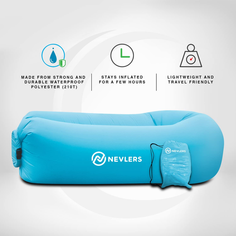 Inflatable Lounger with Side Pockets and Matching Travel Bag - Waterproof and Po