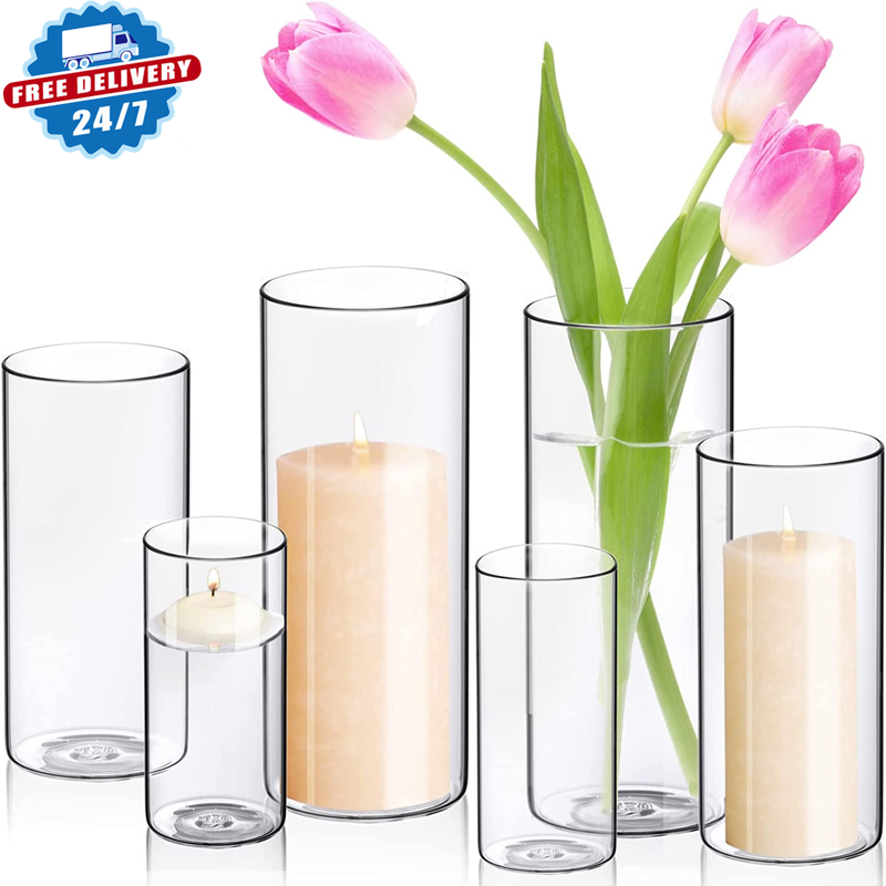 S For Pillar Votives Floating Candles, Clear Glass Cylind