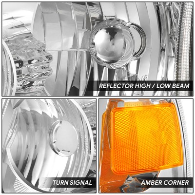 For 06-11 Ford Ranger OE Style Chrome Housing Amber Corner Headlight Lamps Pair