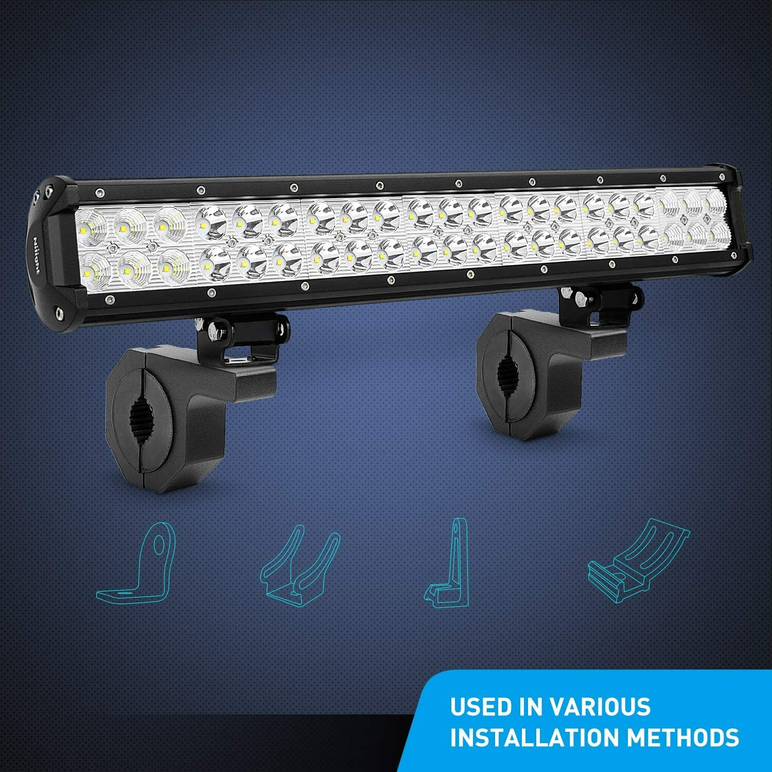 Nilight Horizontal Bar Clamp Mounting Bracket Kit for Off-Road LED Light Bar 4WD