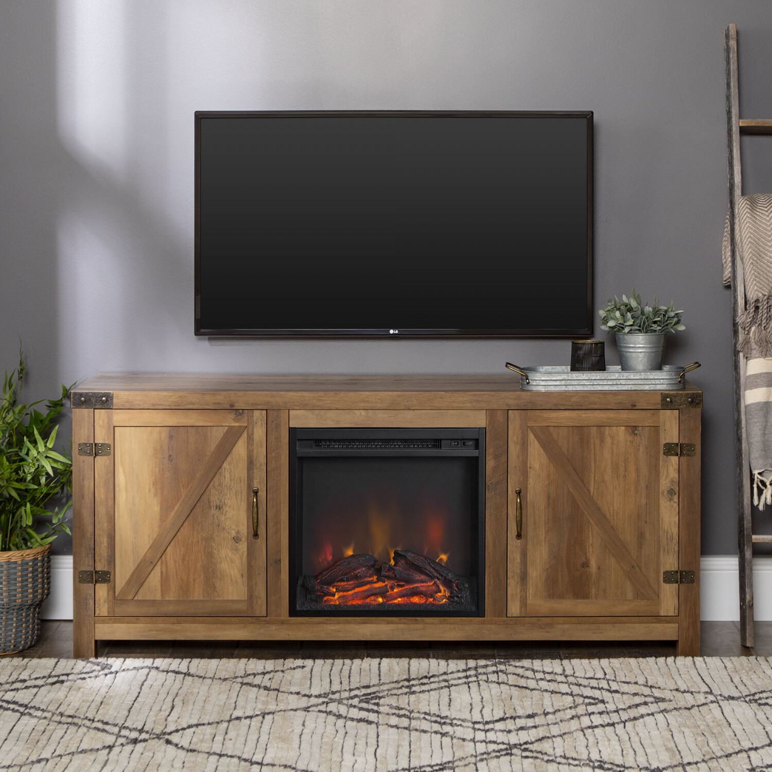 Electric Fireplace 70" TV Stand Entertainment Media Center ...