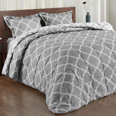 Basic Beyond Down Alternative Comforter Set (Queen, Grey) - Reversible Bed Co...