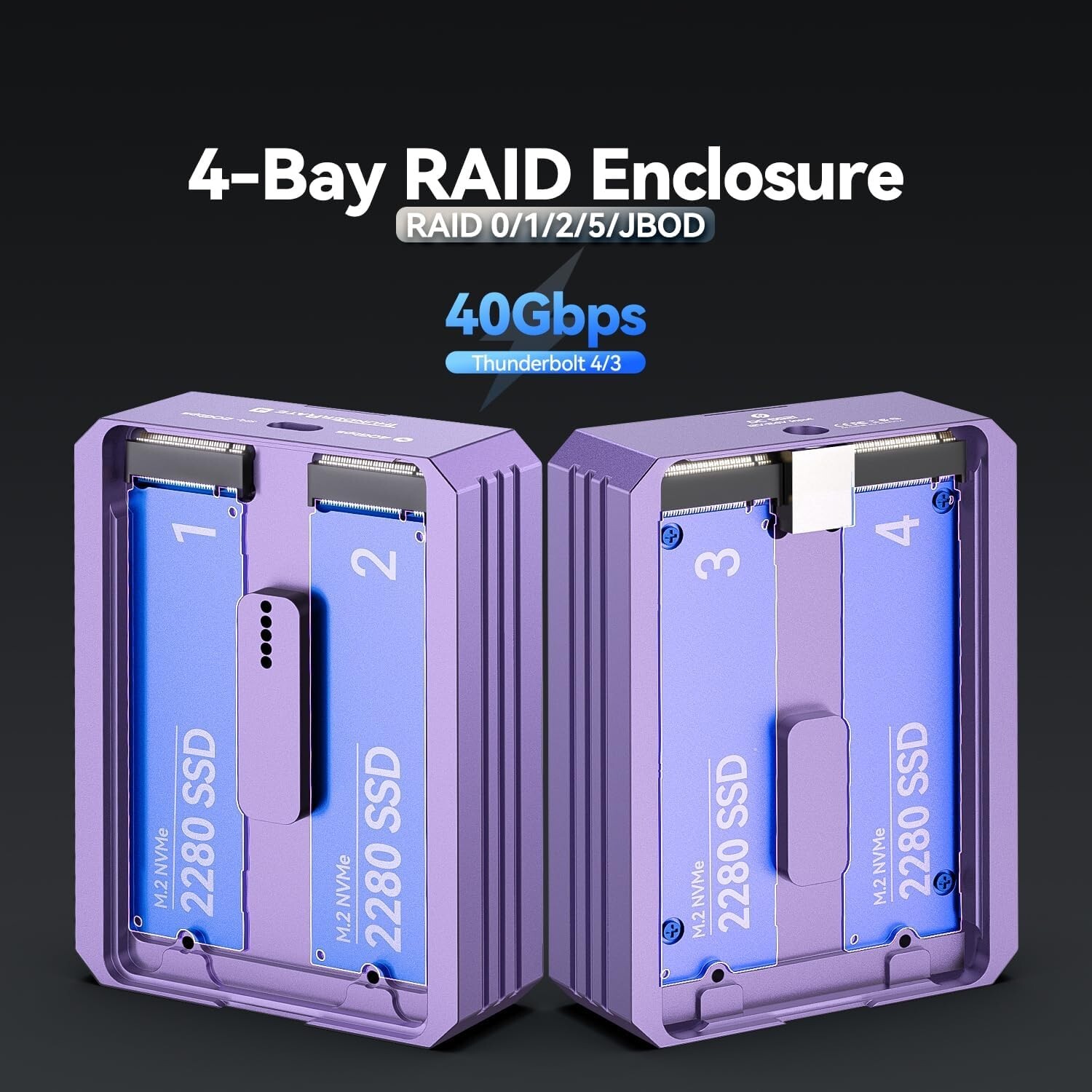 JEYI Thunderbolt 4 bay NVMe Enclosure 40Gbps M.2 SSD ASM2464