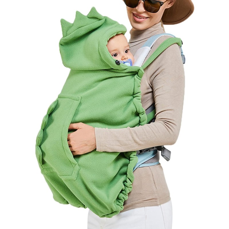 Baby Carrier Cover Stroller Cover Hooded Stretchy Cloak Hooded Reversible(Green)
