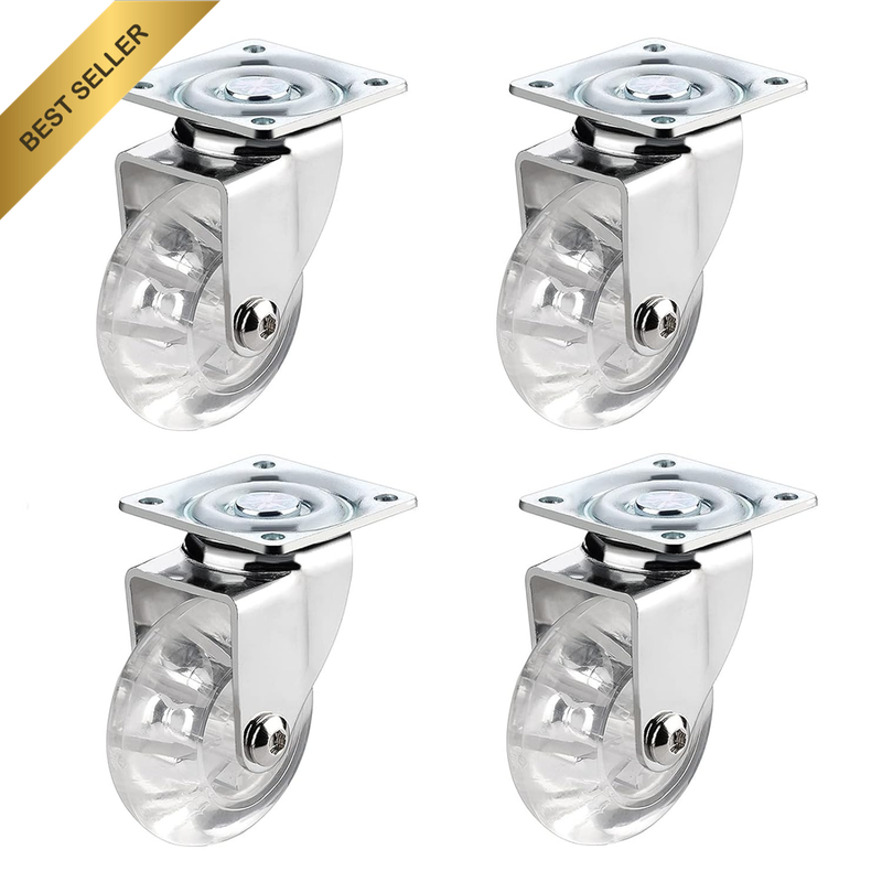 Pack of 4 Clear Furniture Swivel Castors, Heavy Duty Swivel Castors, Trolley Fur