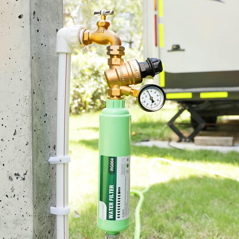 RV Water Pressure Regulator Valve With An Adjustable Knob, NO Tool Required, Bra