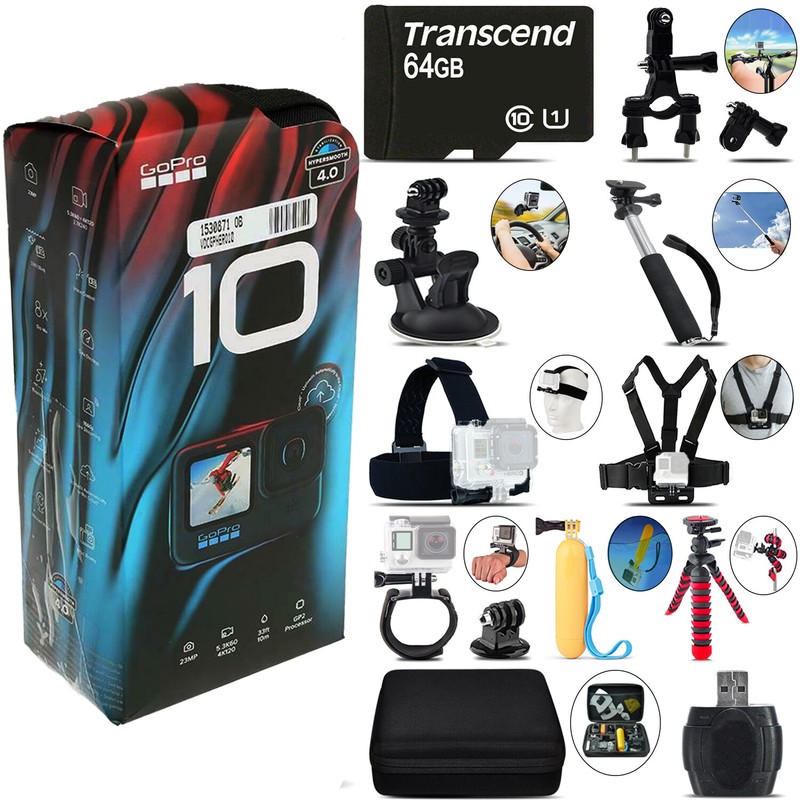 GoPro HERO10 Black 4K30 Ultra HD, 23MP, Wi-Fi Waterproof Action